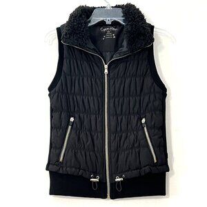 CALVIN KLEIN Performance Puffer Vest Black Womens S Front Zip Wind Protection